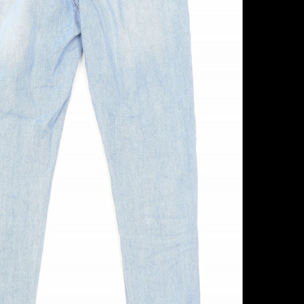 Primark Womens Blue Cotton Skinny Jeans Size 8 L26 in Regular Zip - Distressed Hems