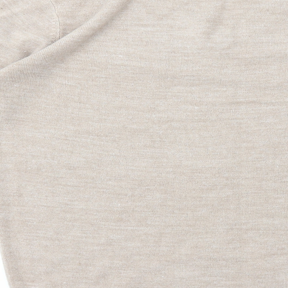 Easy Mens Beige V-Neck Acetate Pullover Jumper Size M