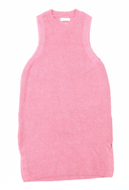 Papaya Womens Pink Acrylic Slip Dress Size S Round Neck Pullover