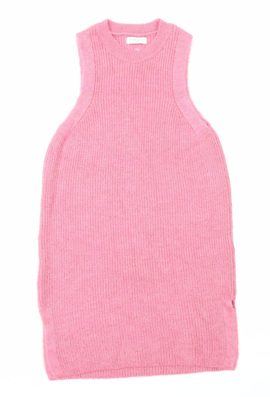 Papaya Womens Pink Acrylic Slip Dress Size S Round Neck Pullover