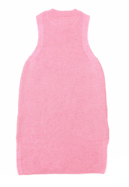 Papaya Womens Pink Acrylic Slip Dress Size S Round Neck Pullover