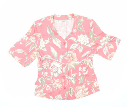 George Womens Pink Floral Jacket Size 14 Button