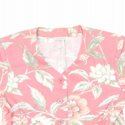 George Womens Pink Floral Jacket Size 14 Button