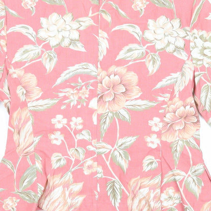 George Womens Pink Floral Jacket Size 14 Button