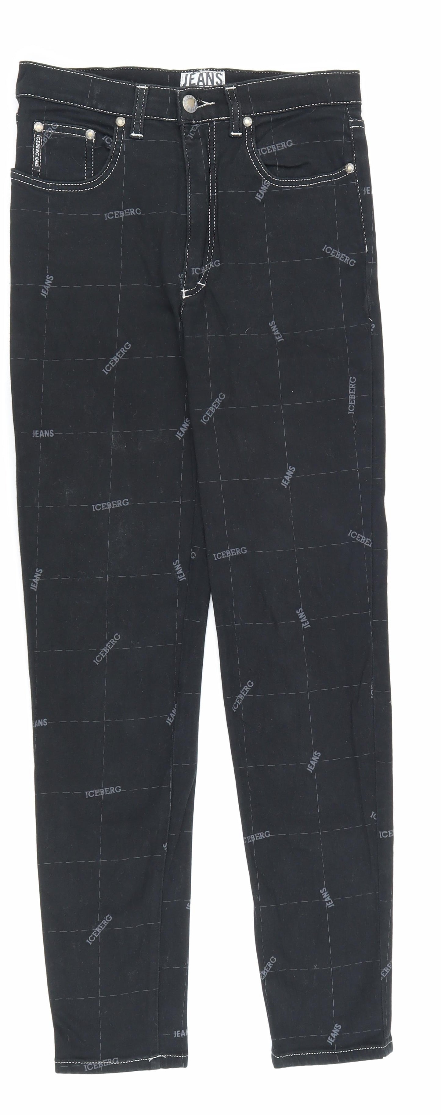 Gilmar Womens Black Geometric Cotton Skinny Jeans Size 29 in L28 in Regular Zip