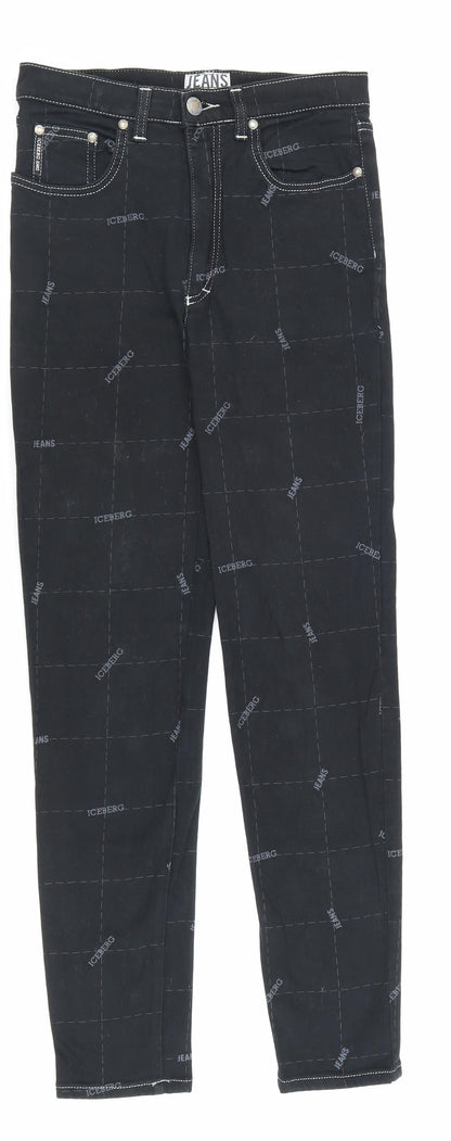 Gilmar Womens Black Geometric Cotton Skinny Jeans Size 29 in L28 in Regular Zip