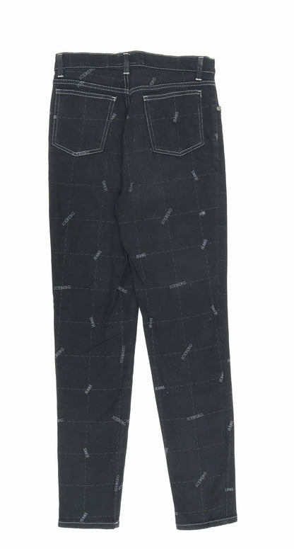 Gilmar Womens Black Geometric Cotton Skinny Jeans Size 29 in L28 in Regular Zip