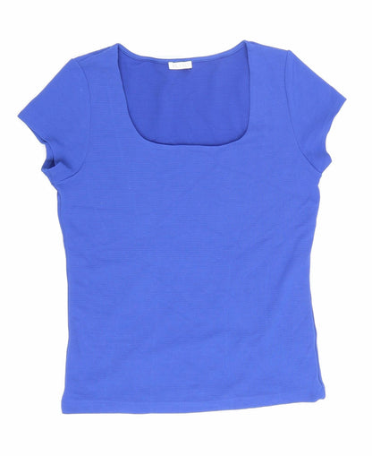 Womens UK Size S Planet Blue Basic T-Shirt