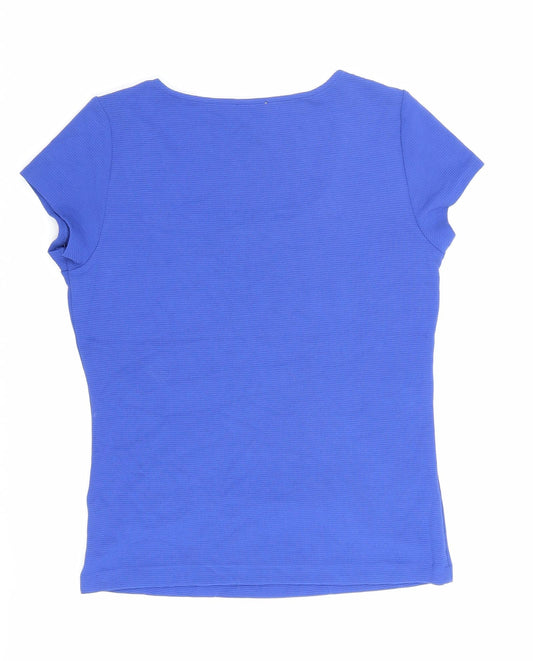 Womens UK Size S Planet Blue Basic T-Shirt