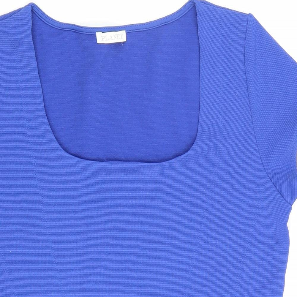 Womens UK Size S Planet Blue Basic T-Shirt