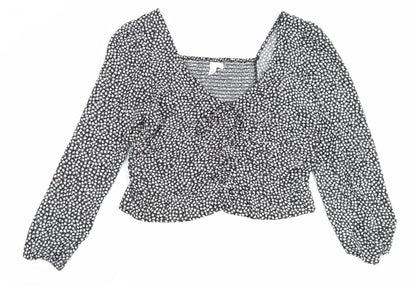 Womens UK Size L H&M Black Basic Blouse