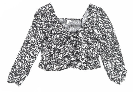 Womens UK Size L H&M Black Basic Blouse
