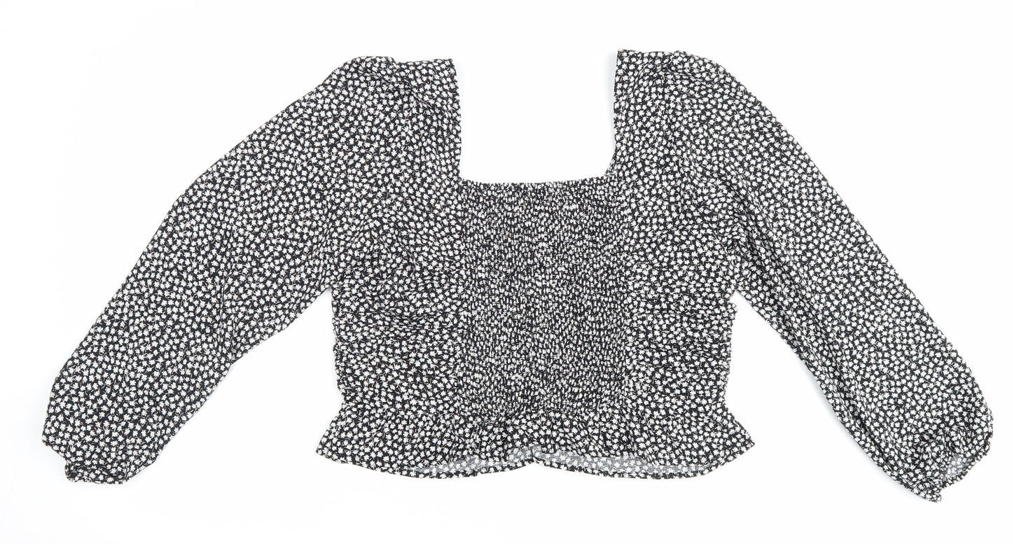 Womens UK Size L H&M Black Basic Blouse