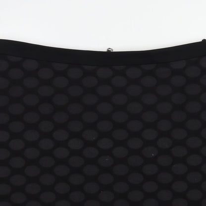 Marks and Spencer Womens Black Polka Dot Cotton A-Line Skirt Size 14 Zip