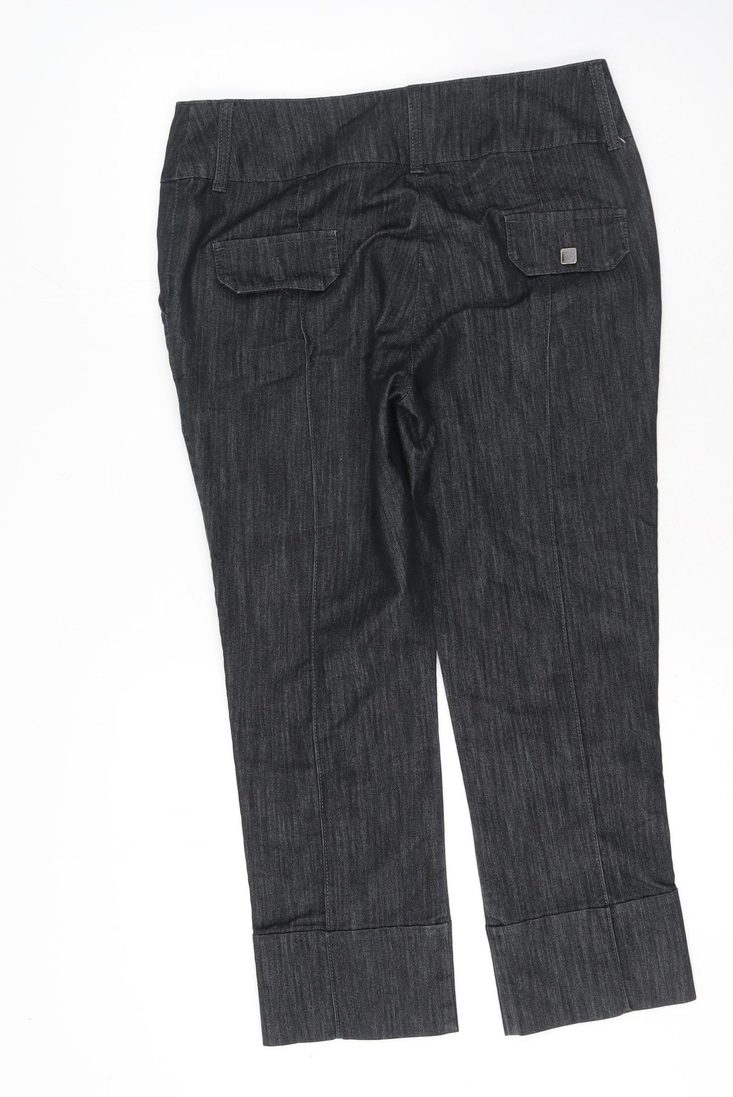 NEXT Womens Grey Cotton Straight Jeans Size 12 L25 in Regular Hook & Eye