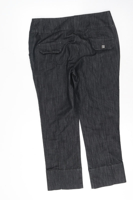 NEXT Womens Grey Cotton Straight Jeans Size 12 L25 in Regular Hook & Eye