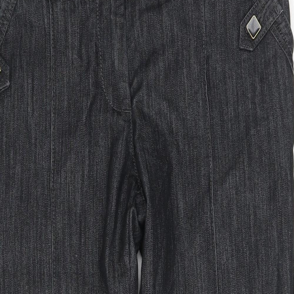 NEXT Womens Grey Cotton Straight Jeans Size 12 L25 in Regular Hook & Eye