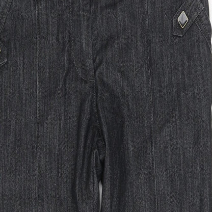 NEXT Womens Grey Cotton Straight Jeans Size 12 L25 in Regular Hook & Eye