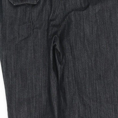 NEXT Womens Grey Cotton Straight Jeans Size 12 L25 in Regular Hook & Eye