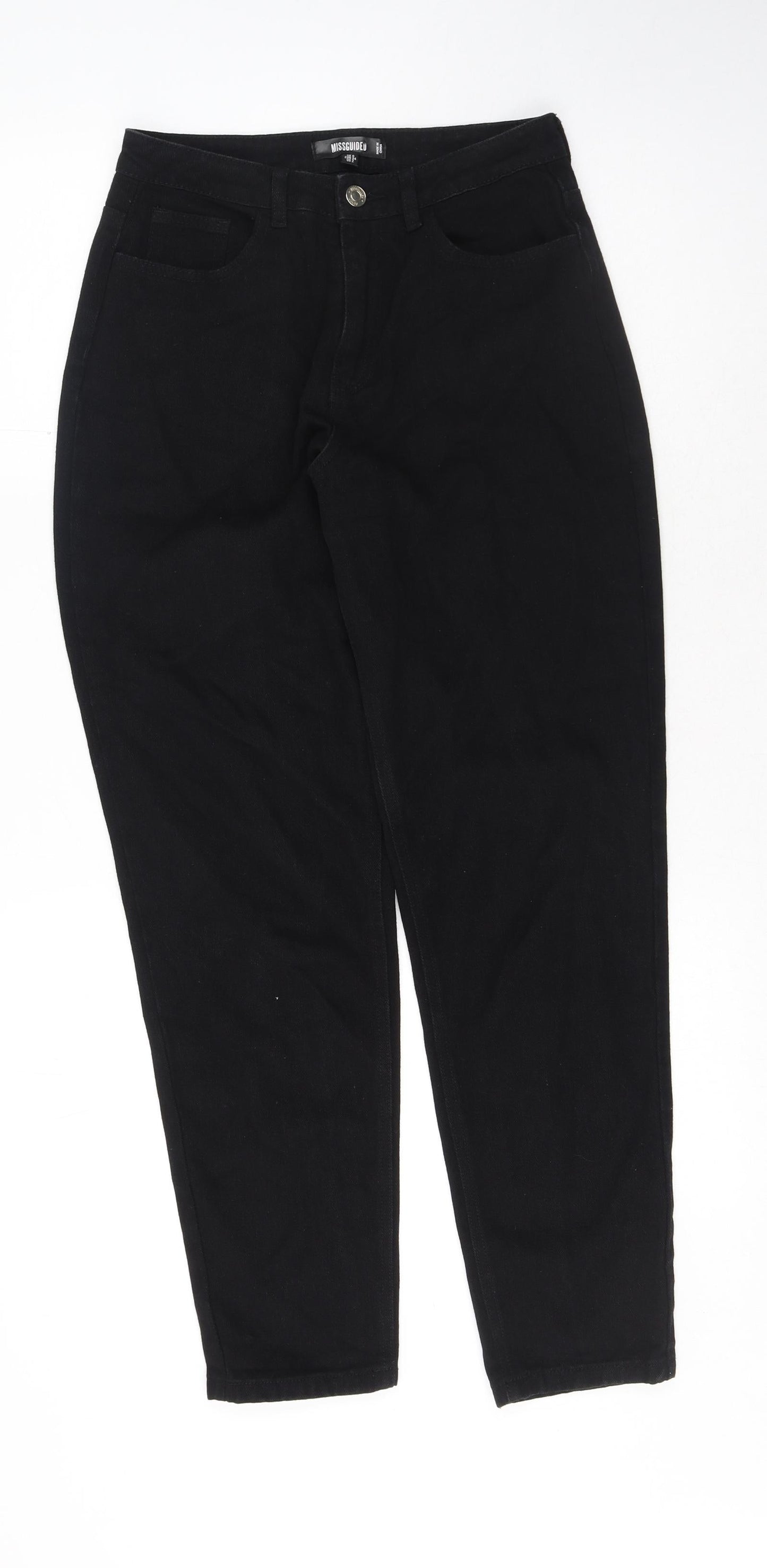 Missguided Womens Black Cotton Mom Jeans Size 6 L30 in Regular Button