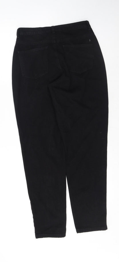 Missguided Womens Black Cotton Mom Jeans Size 6 L30 in Regular Button