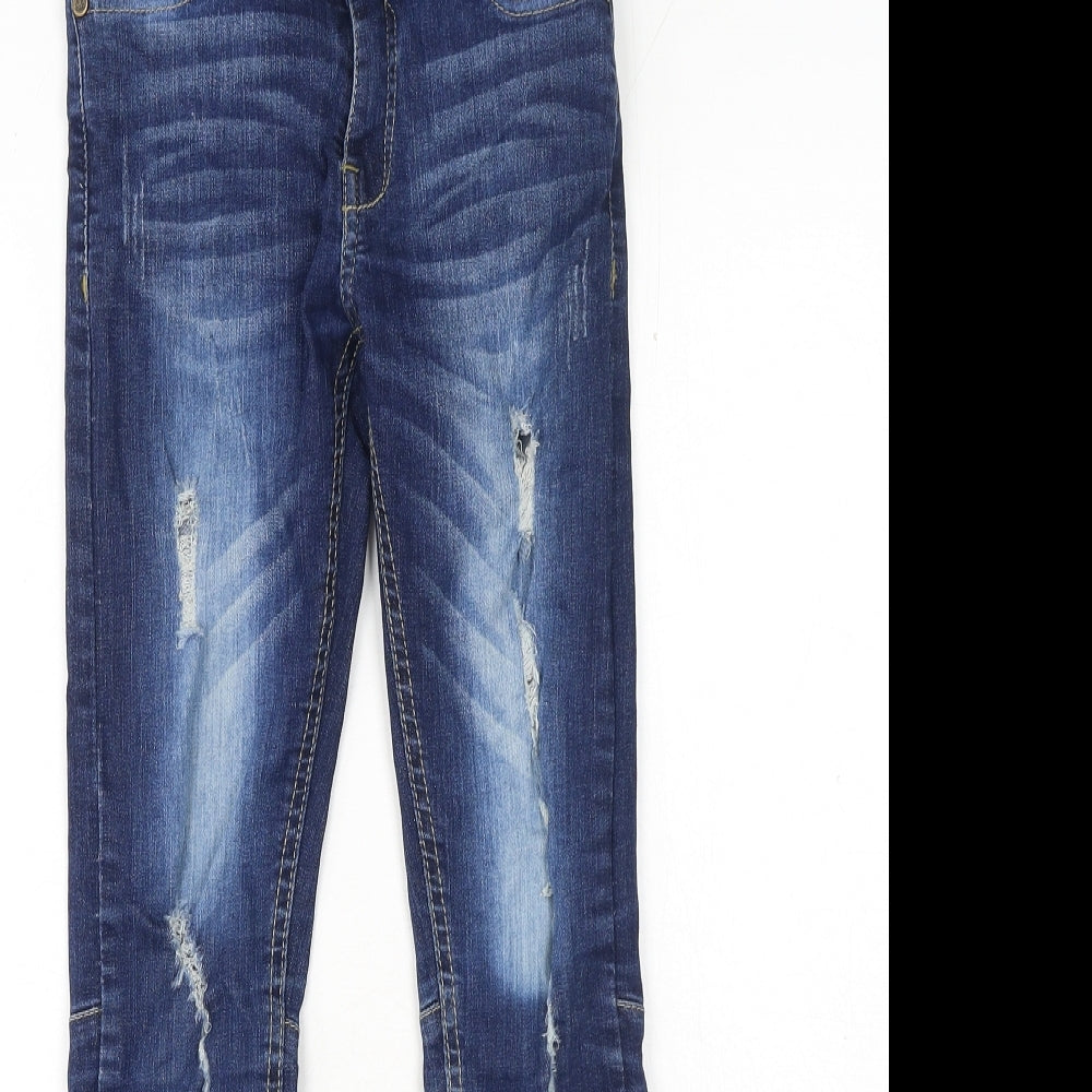 A-Z Girls Blue Cotton Skinny Jeans Size 11-12 Years Regular Button