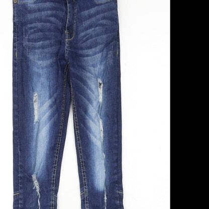 A-Z Girls Blue Cotton Skinny Jeans Size 11-12 Years Regular Button