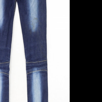 A-Z Girls Blue Cotton Skinny Jeans Size 11-12 Years Regular Button