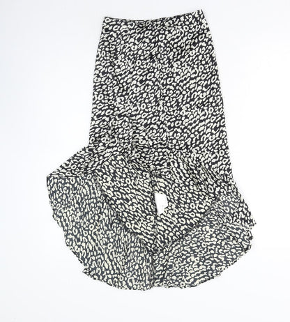 Naanaa Womens Black Animal Print Polyester A-Line Skirt Size 6 Zip - Leopard Print