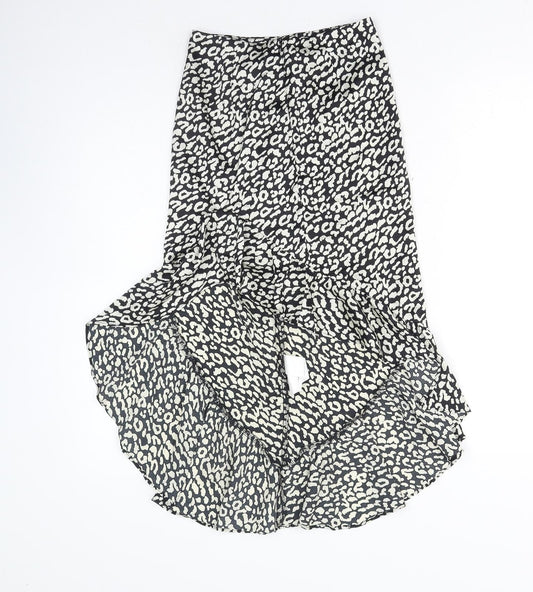 Naanaa Womens Black Animal Print Polyester A-Line Skirt Size 6 Zip - Leopard Print