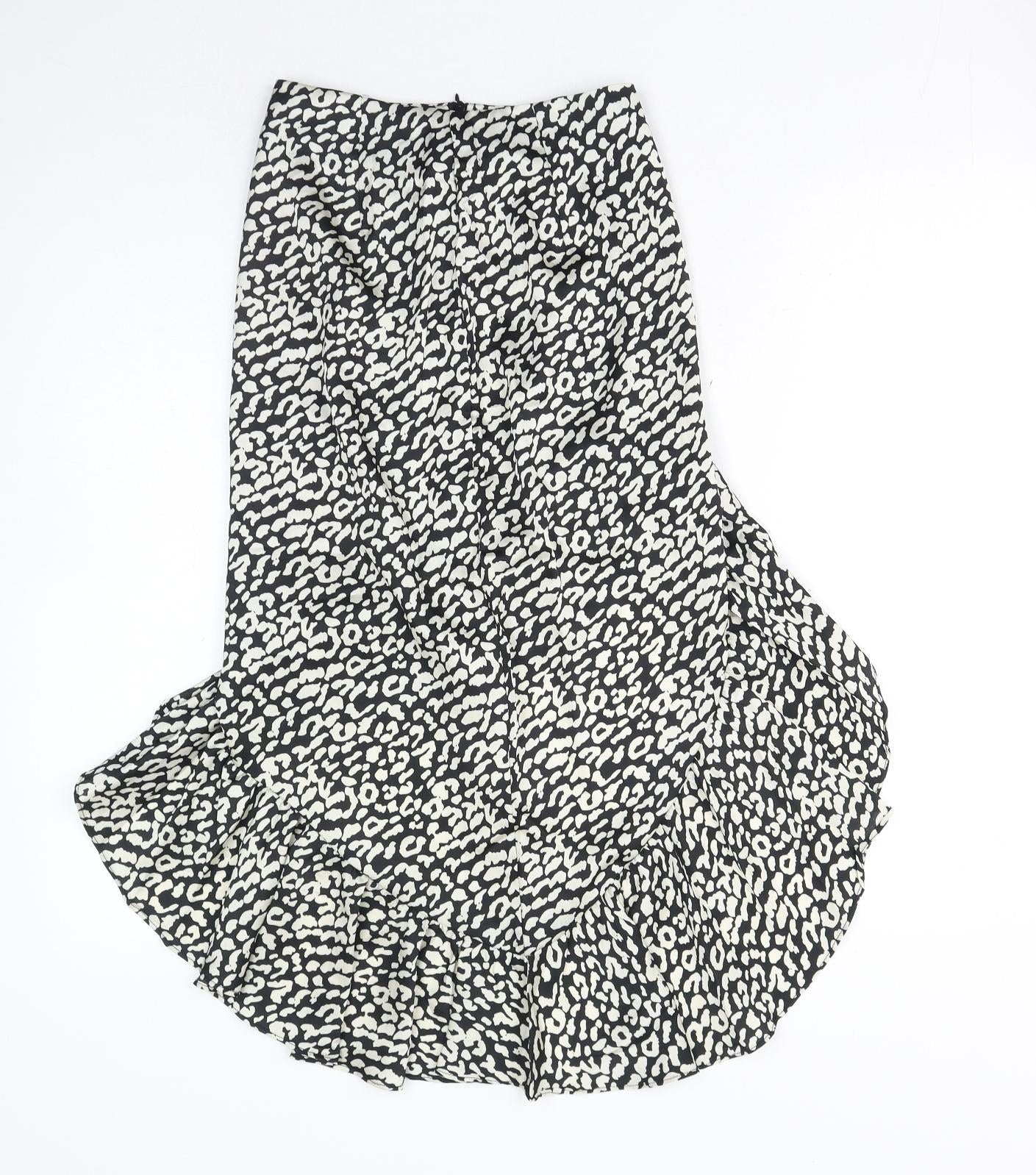 Naanaa Womens Black Animal Print Polyester A-Line Skirt Size 6 Zip - Leopard Print