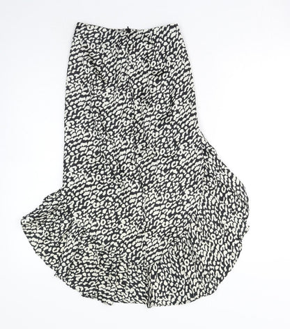 Naanaa Womens Black Animal Print Polyester A-Line Skirt Size 6 Zip - Leopard Print