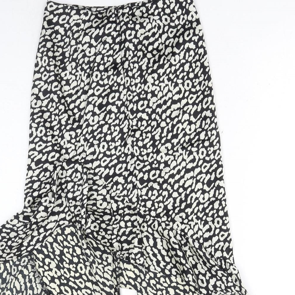 Naanaa Womens Black Animal Print Polyester A-Line Skirt Size 6 Zip - Leopard Print