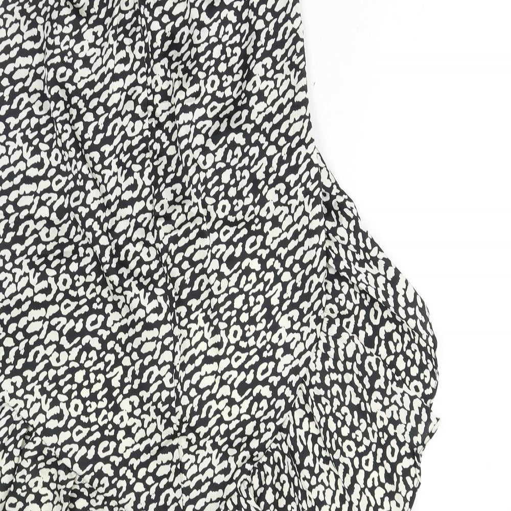 Naanaa Womens Black Animal Print Polyester A-Line Skirt Size 6 Zip - Leopard Print