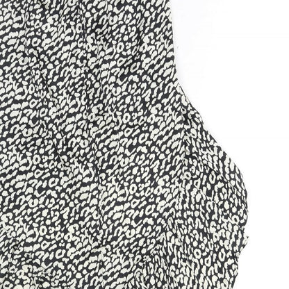 Naanaa Womens Black Animal Print Polyester A-Line Skirt Size 6 Zip - Leopard Print