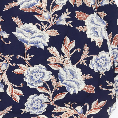 George Womens Blue Floral Polyester Wrap Blouse Size 10 V-Neck