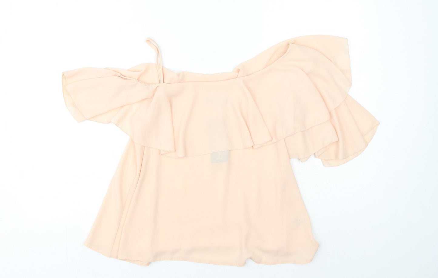 Boohoo Womens Beige Polyester Basic Blouse Size 8 Boat Neck