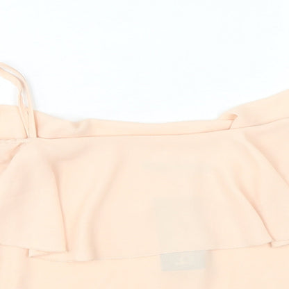 Boohoo Womens Beige Polyester Basic Blouse Size 8 Boat Neck