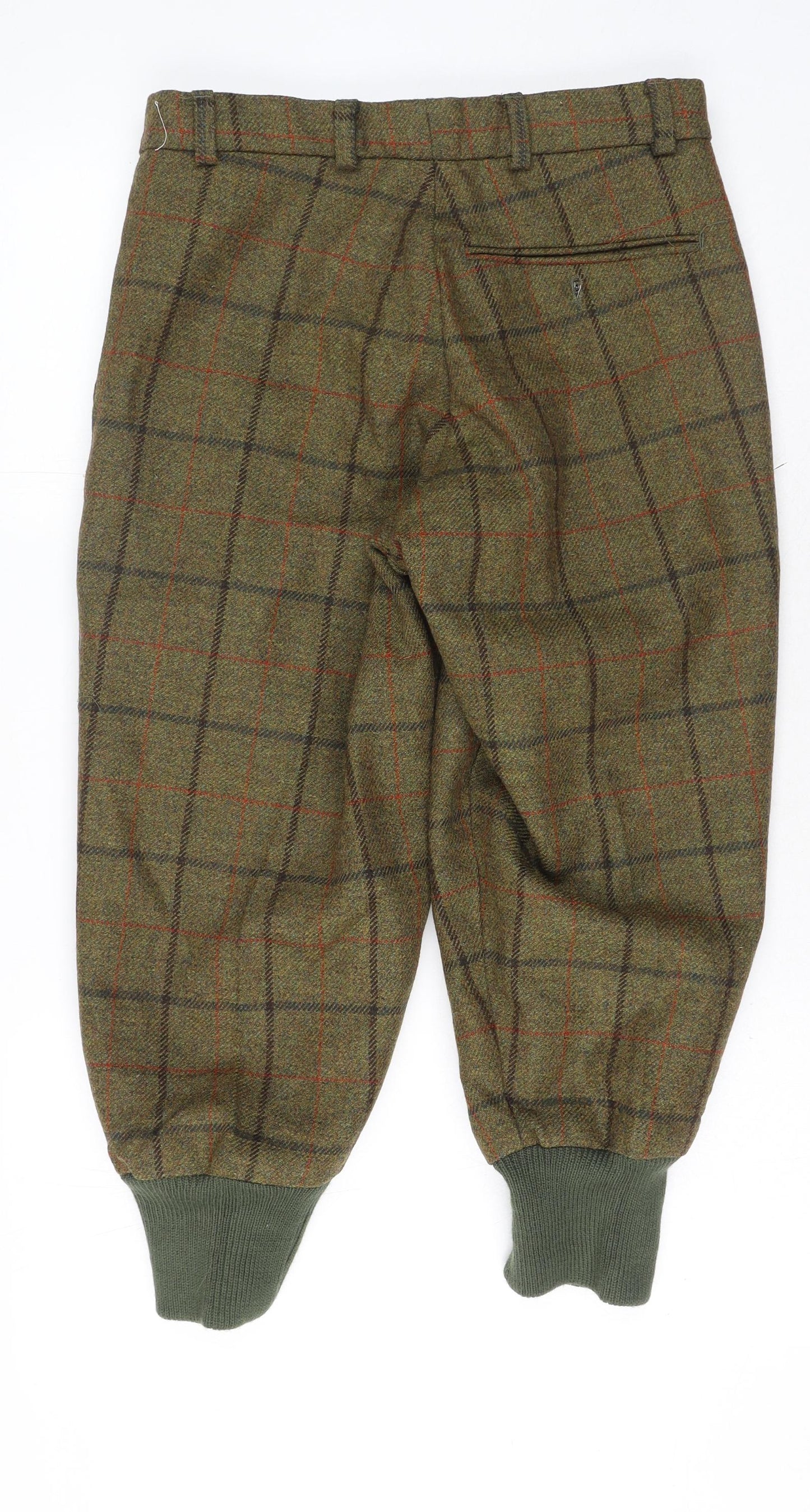 Northallerton Countrywear Mens Green Plaid Cotton Trousers Size 32 in L25 in Regular Hook & Eye