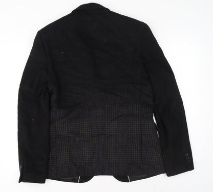 River Island Mens Black Plaid Polyester Jacket Suit Jacket Size M