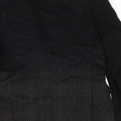 River Island Mens Black Plaid Polyester Jacket Suit Jacket Size M