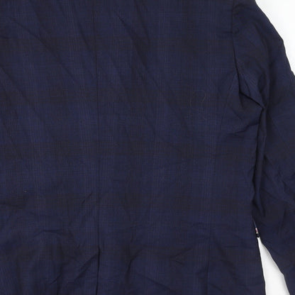 NEXT Mens Blue Plaid Polyester Jacket Suit Jacket Size 40