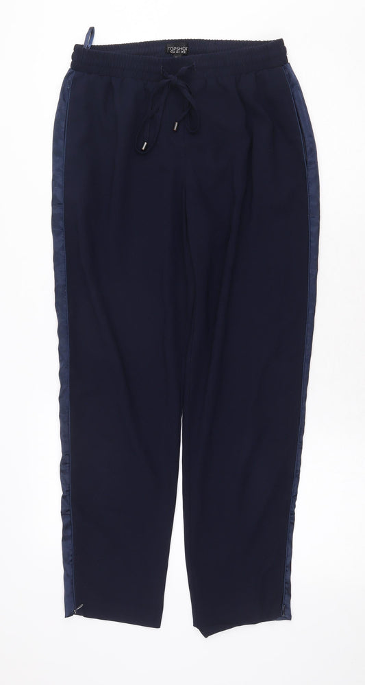 Topshop Womens Blue Polyester Trousers Size 10 L27 in Regular Drawstring