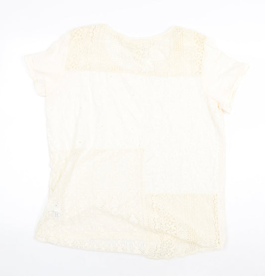 Womens UK Size M H&M Beige Basic Blouse