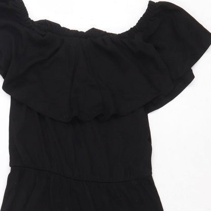 ASOS Womens Black 100% Cotton Fit & Flare Size 6 Off the Shoulder Pullover