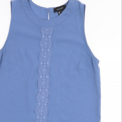Atmosphere Womens Blue Polyester Basic Blouse Size 10 Round Neck