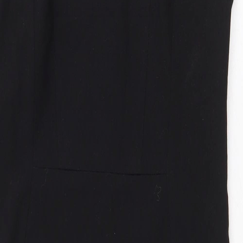 H&M Womens Black Polyester Pencil Dress Size 6 Boat Neck Zip