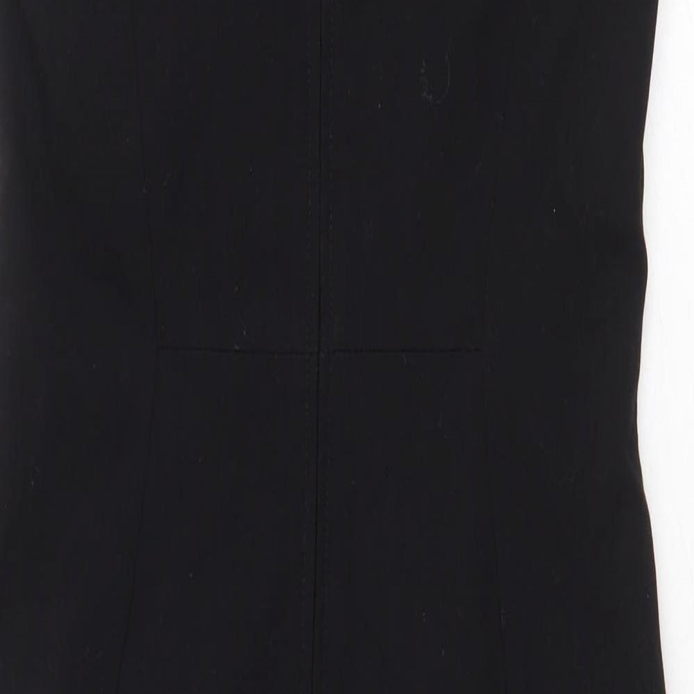 H&M Womens Black Polyester Pencil Dress Size 6 Boat Neck Zip