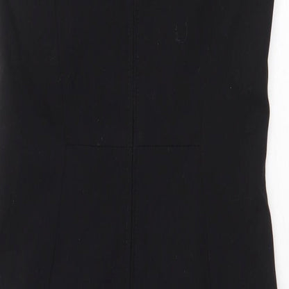 H&M Womens Black Polyester Pencil Dress Size 6 Boat Neck Zip