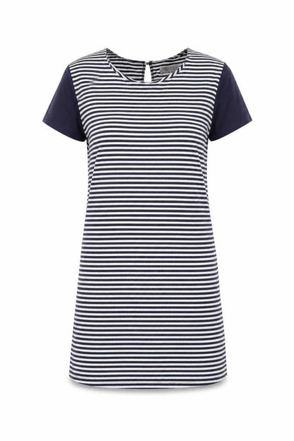 Cameo Rose Womens White Striped Cotton T-Shirt Dress Size M Round Neck Button